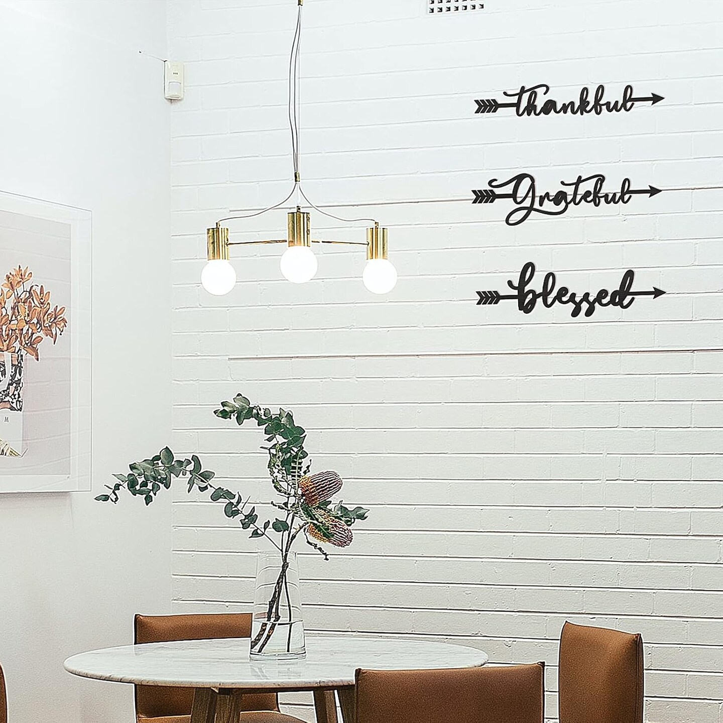 3 Pcs Thankful Grateful Blessed Letter Sign Wood Cutout Sculptures Arrow Signs Wall Decor Black Letters Rustic Wall Art for Home Bathroom Bedroom Farmhouse Kitchen Thanksgiving Decor(Black)