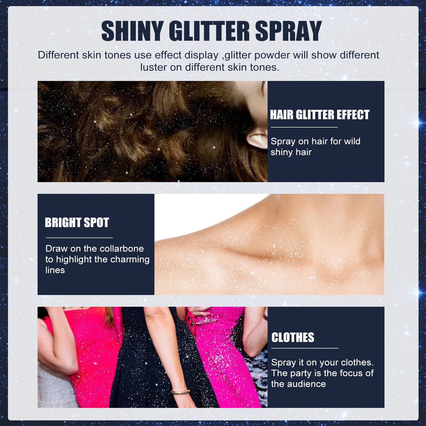 Glitter Spray, Halloween Brightening Makeup Night Club Party Clothing Highlights Skin Brightening Powder