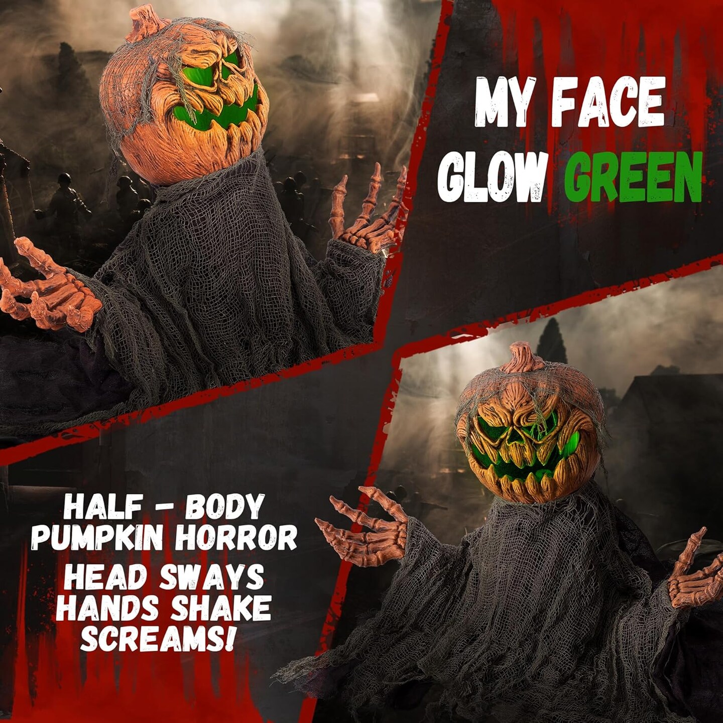 Halloween Animatronics Groundbreaker Pumpkin Decorations (PUMPKIN)