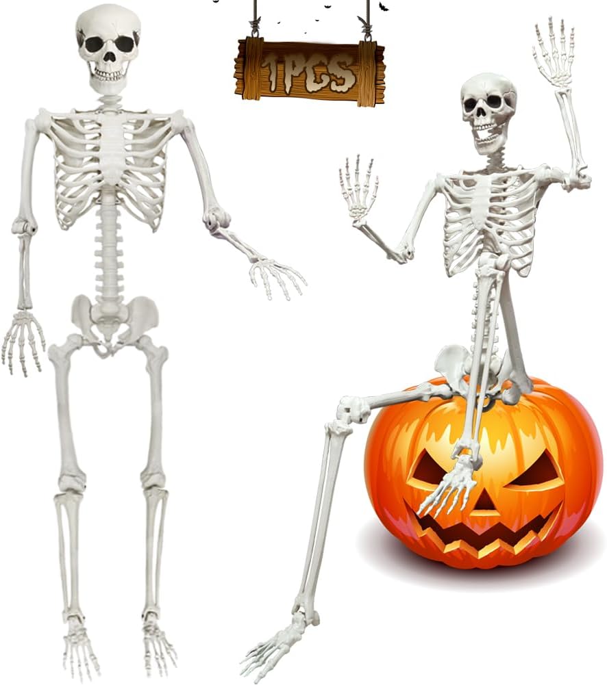 5.6ft Halloween Human Poseable Skull Skeleton