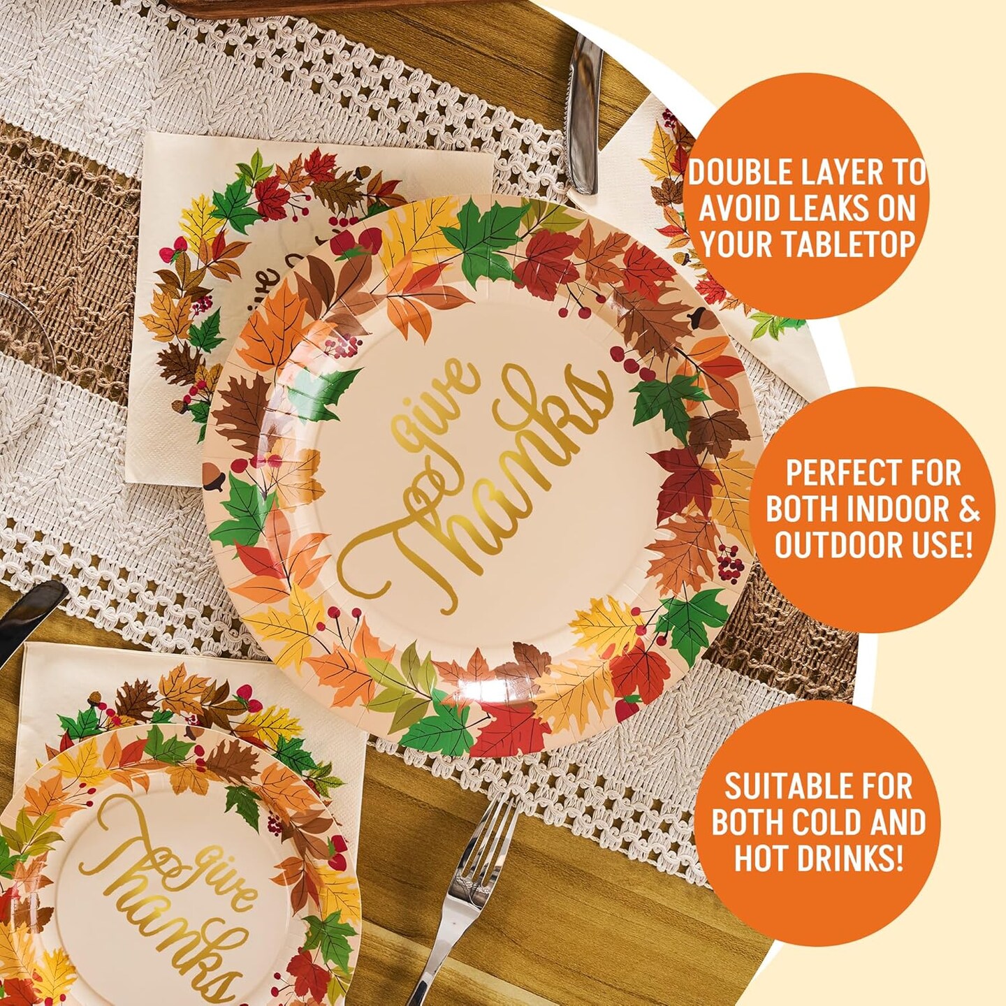 100Pcs Thanksgiving Paper Plates(Orange)10.55 x 10.04 x 2.52 inches