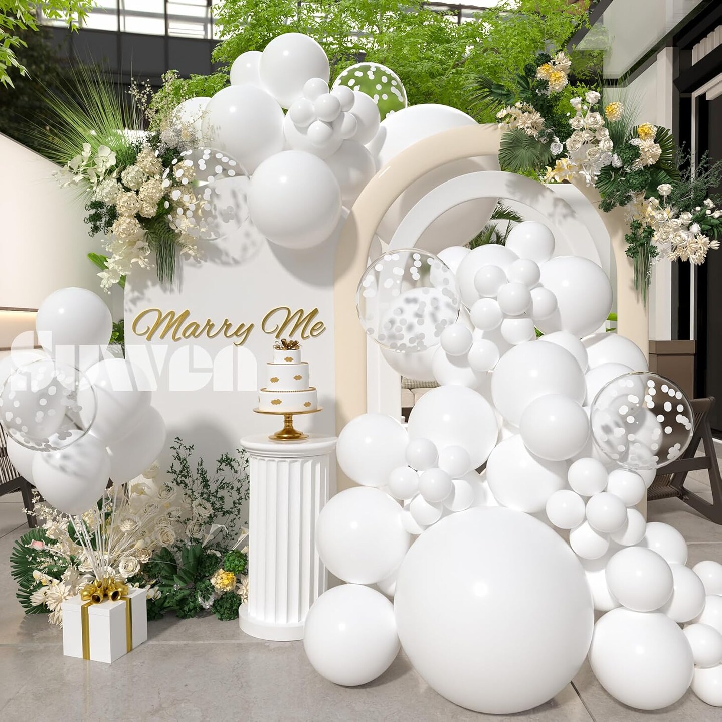 White Balloons and Confetti Balloons(White)10.6 x 7.2 x 0.7 inches