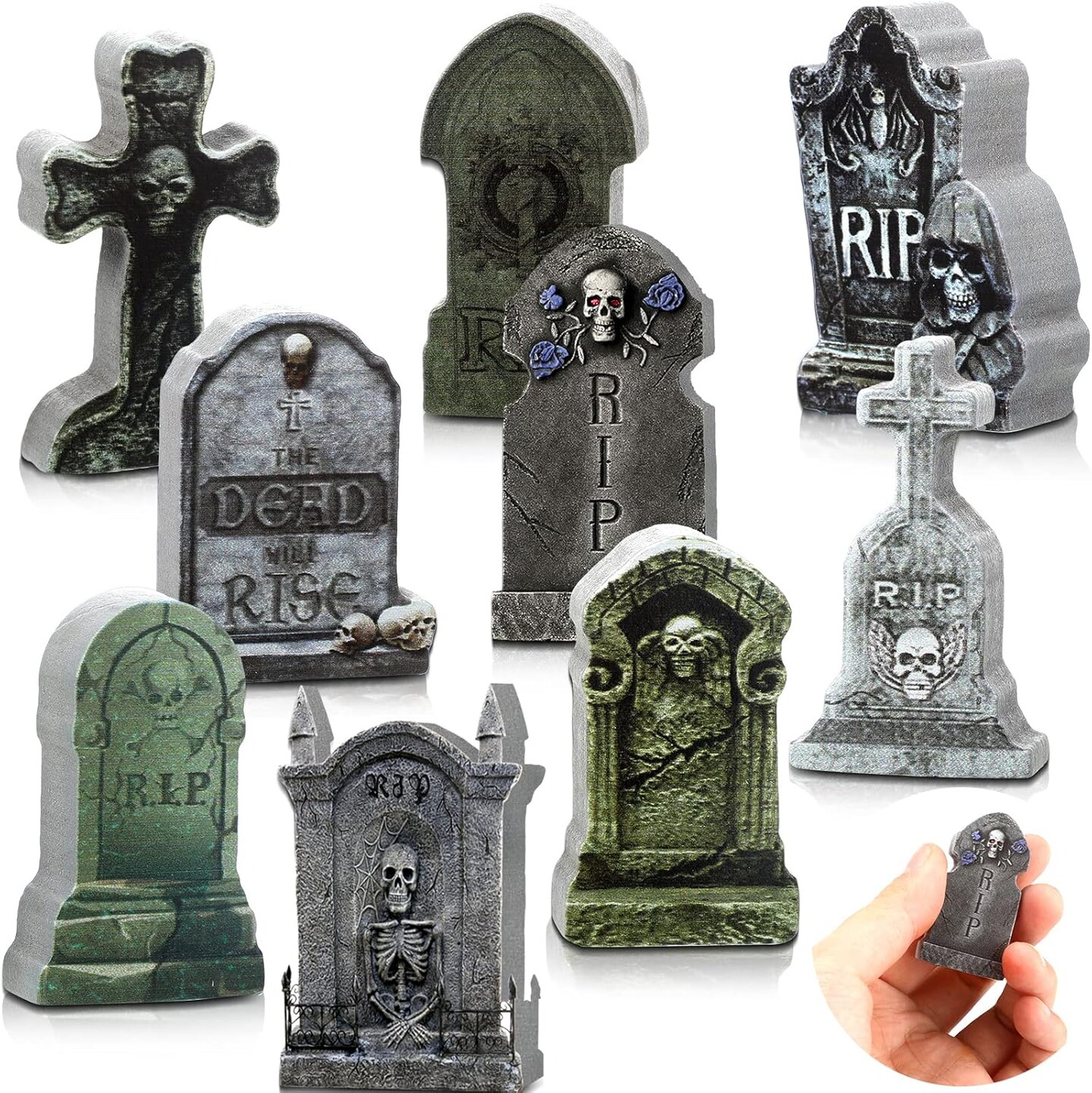 9 Pieces Halloween Miniature Tombstones (Classic Style)