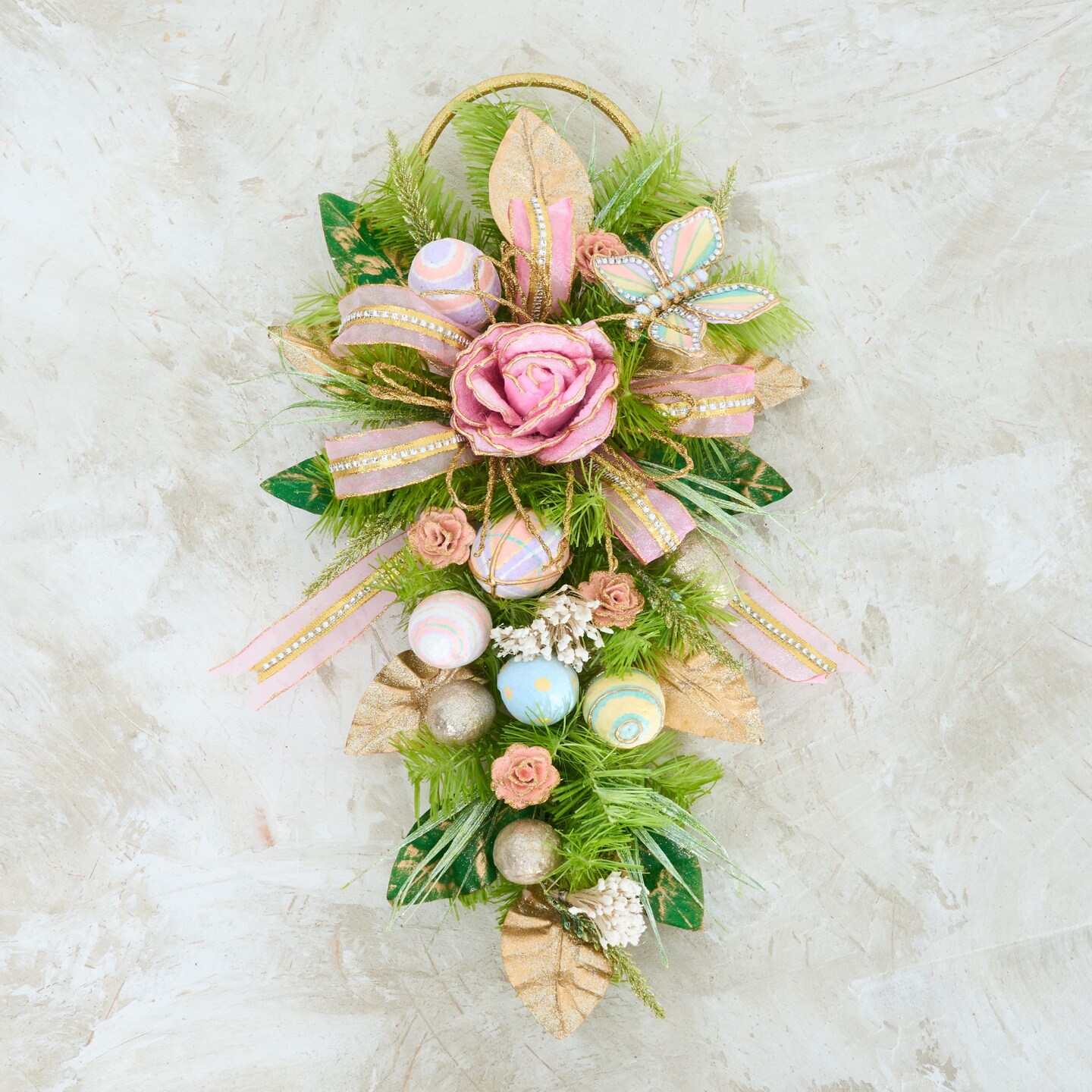 Easter Pastel Floral Swag - Easter Spring Handcrafted Decorations - Final sale / Non-returnable and Non-refundable