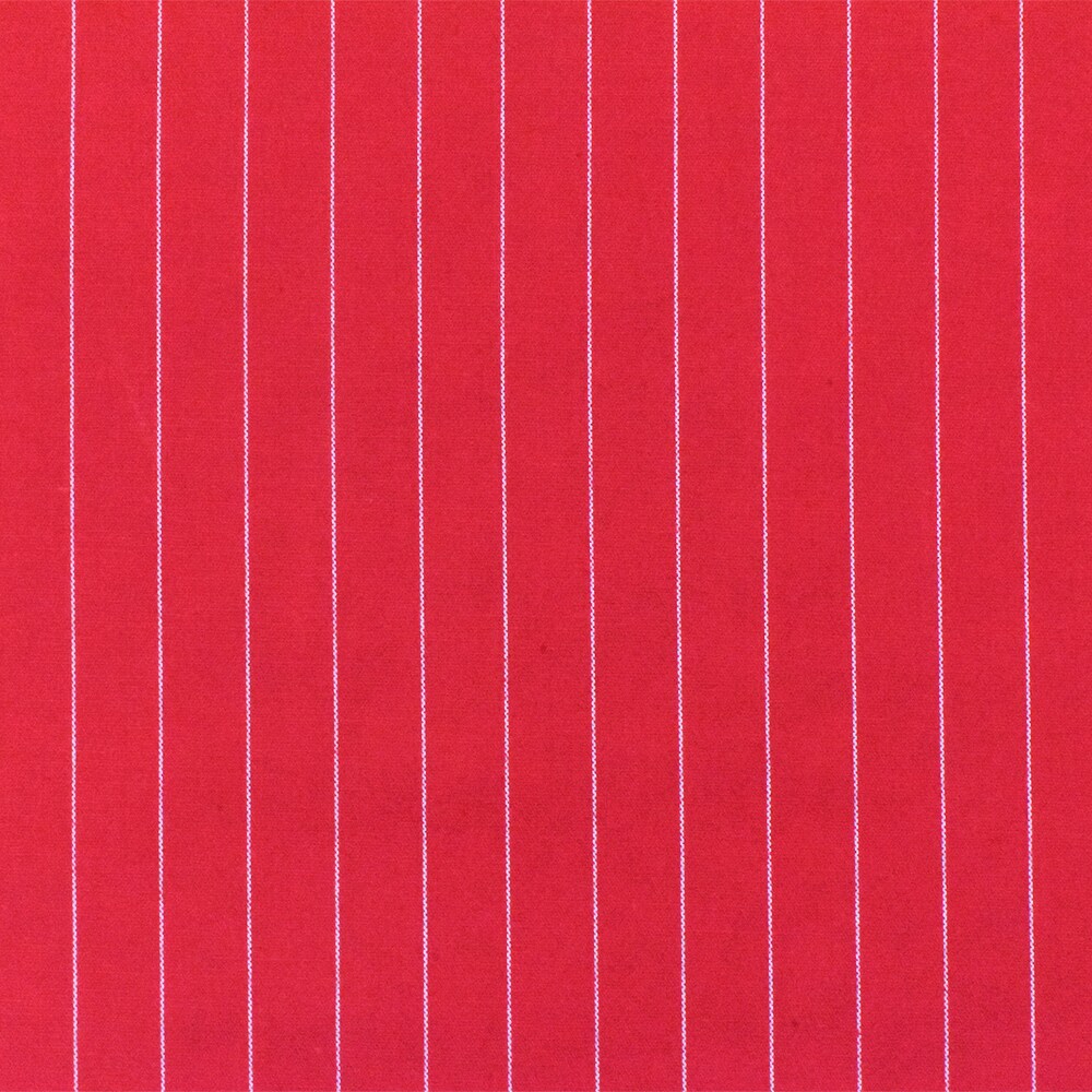 Red-White Cotton Pinstripe Stretch Spandex Poplin Woven Fabric By the Yard