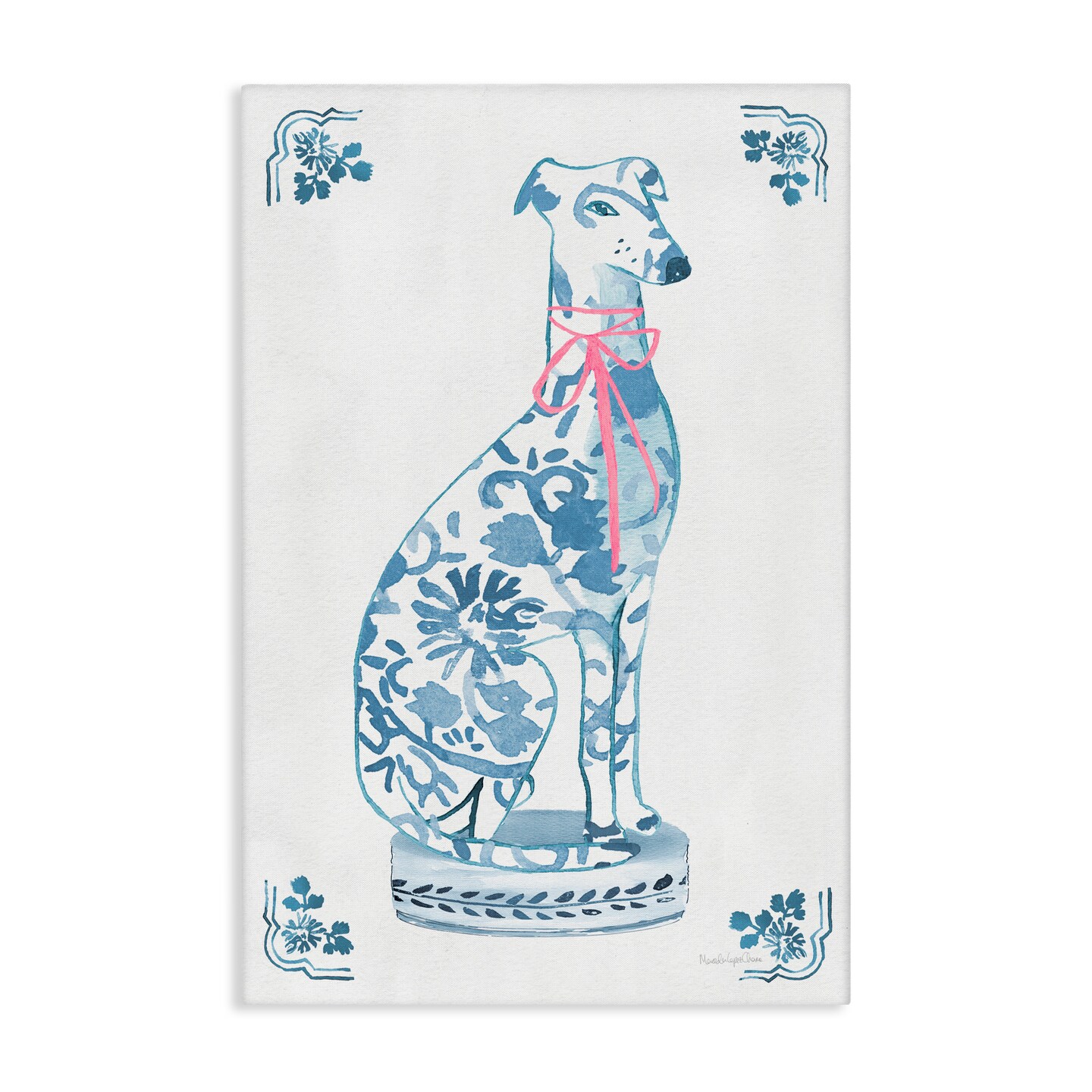 Stupell Industries Chinoiserie Dog Statue Canvas, design by Mercedes Lopez Charro