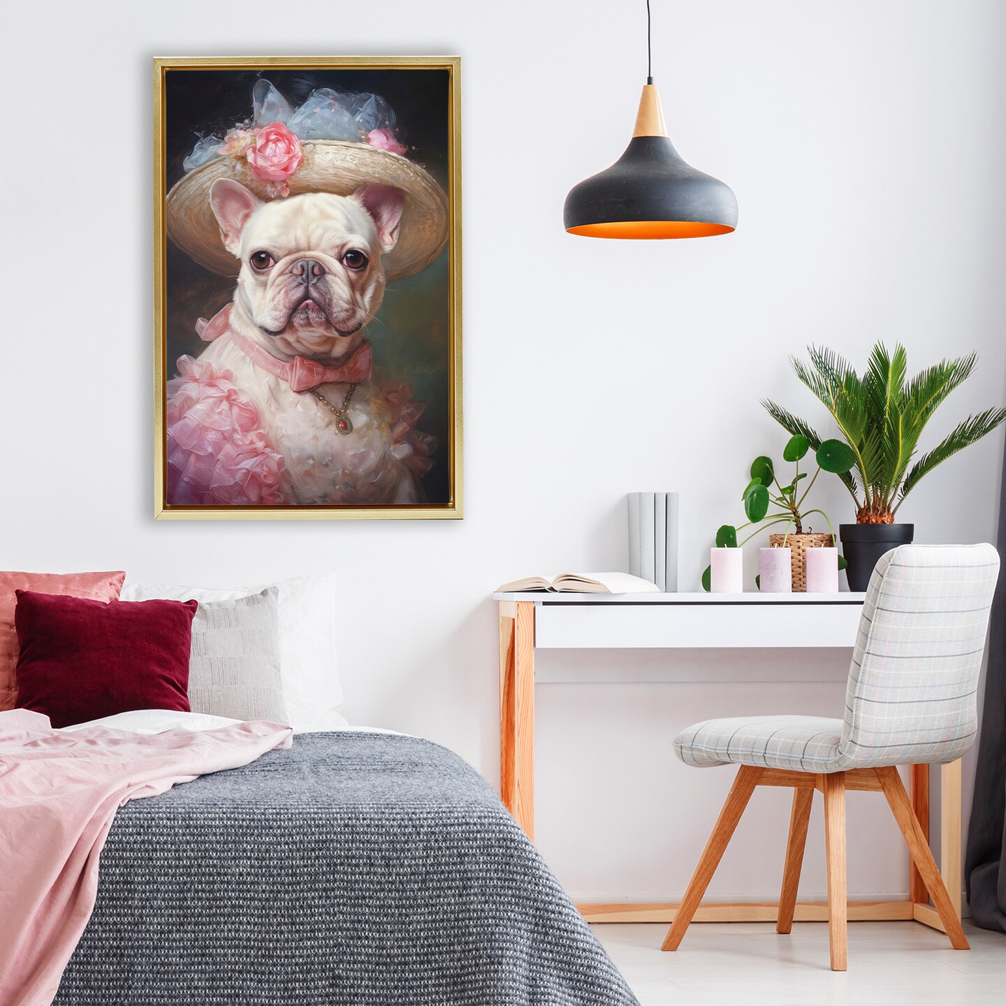 Stupell Industries Pink Victorian Frenchie Floating Frame, design by Wumples