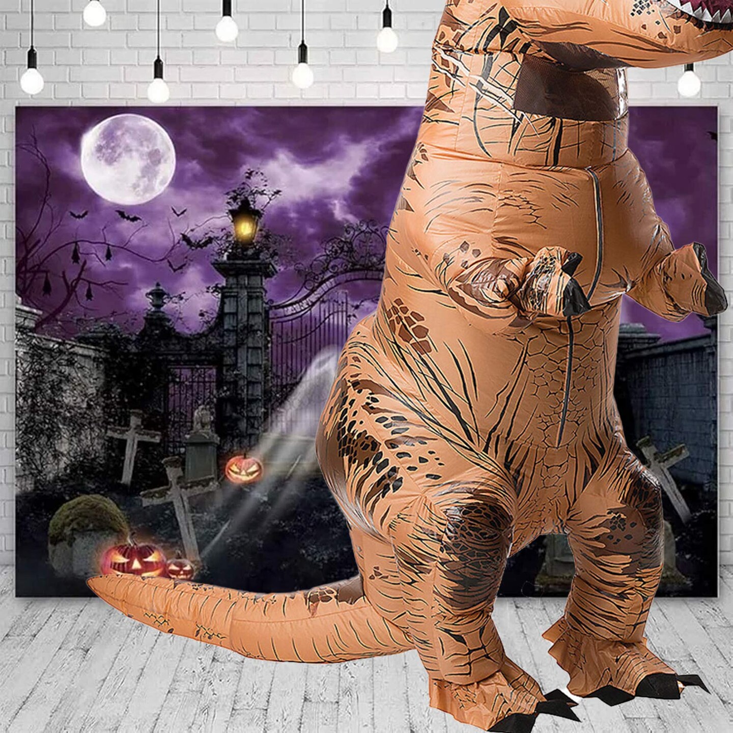 Adult T Rex Inflatable Costume with Sound Battery Operated Dino Jumpsuit