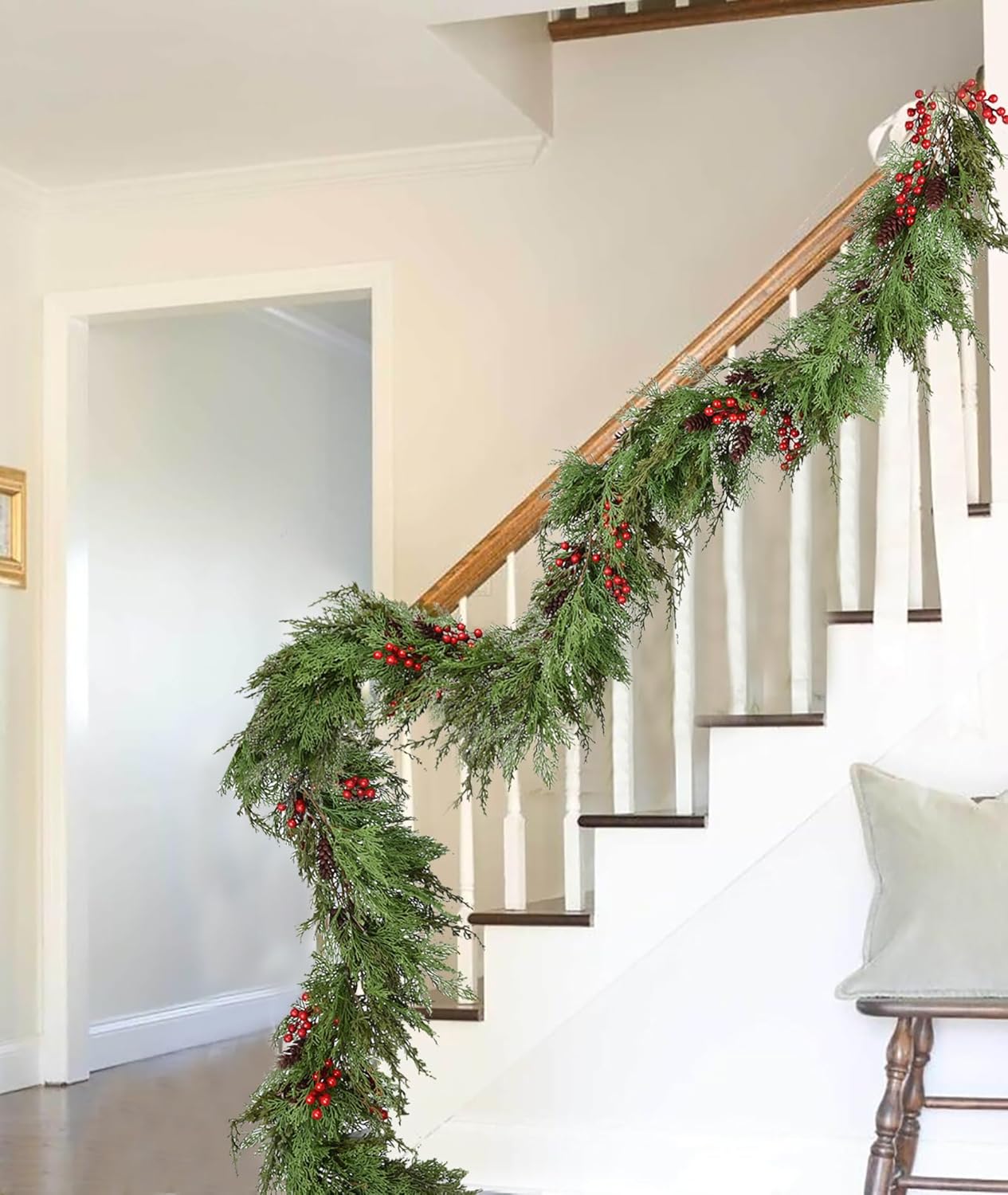 Christmas Pine Garland, Artificail Greengery Garland Indoor Outdoor (Green)