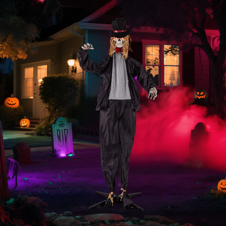 7.2 Ft Life-Size Halloween Animatronic Standing Groom with Sound Activated Creepy Eyes and Motion