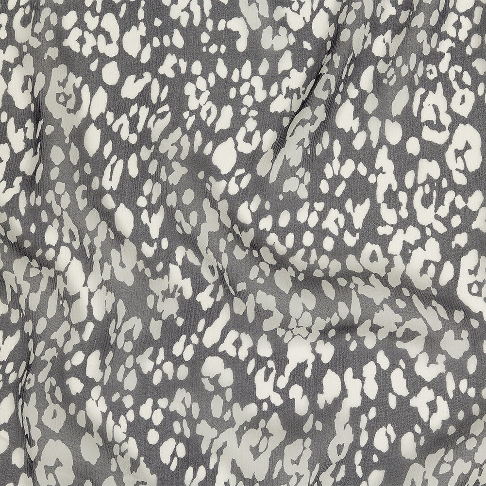 1 Yard Black Marshmallow Abstract Crinkled Silk Chiffon 40 inch Width