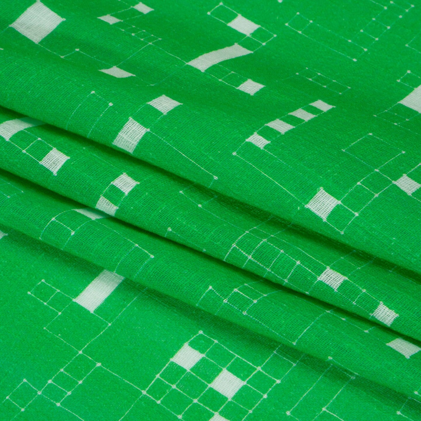 1 Yard Kelly Green Blocked In Cotton Gauze Fabric 57 inch Width