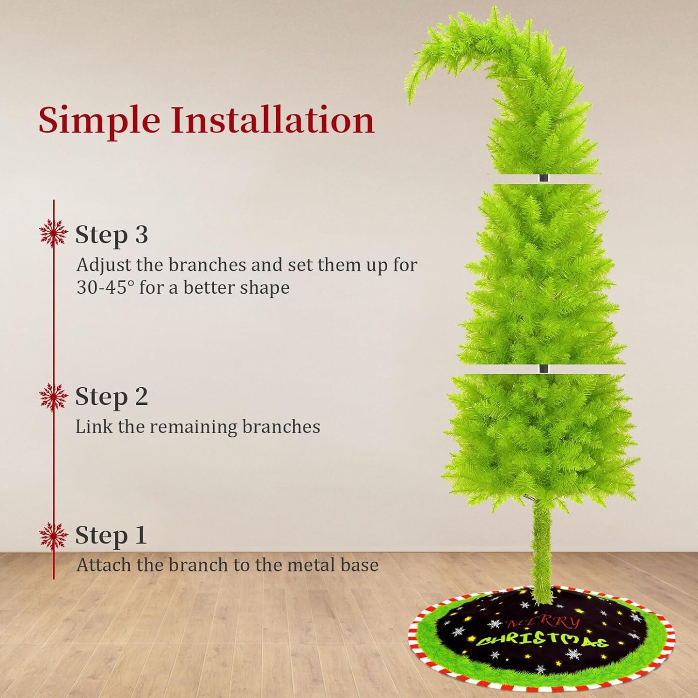 6FT Grinchs Christmas Tree with Flexible Branches (Green-01) 17.3&#x22;D x 17.3&#x22;W x 71.6&#x22;H