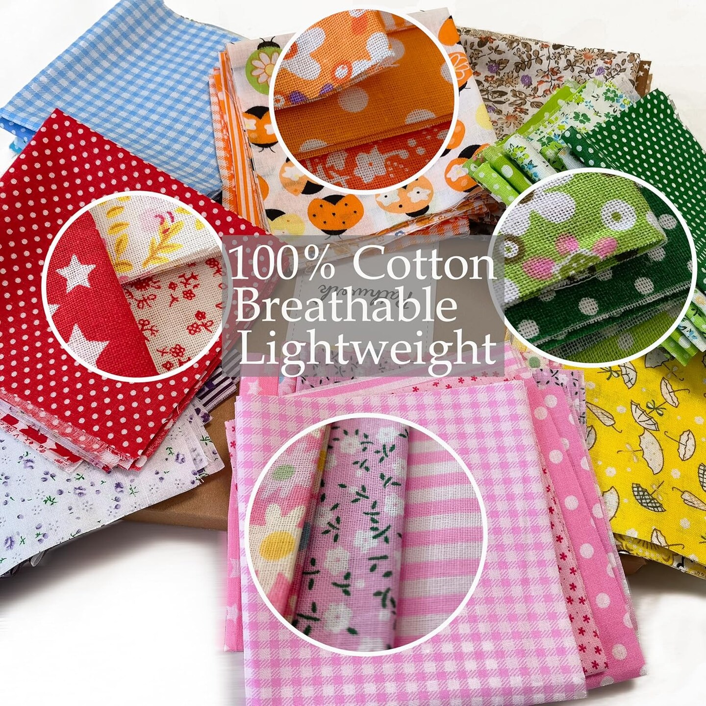 56 Pcs Precut Fabric Squares 10x10 inch(Red/Orange/Yellow)