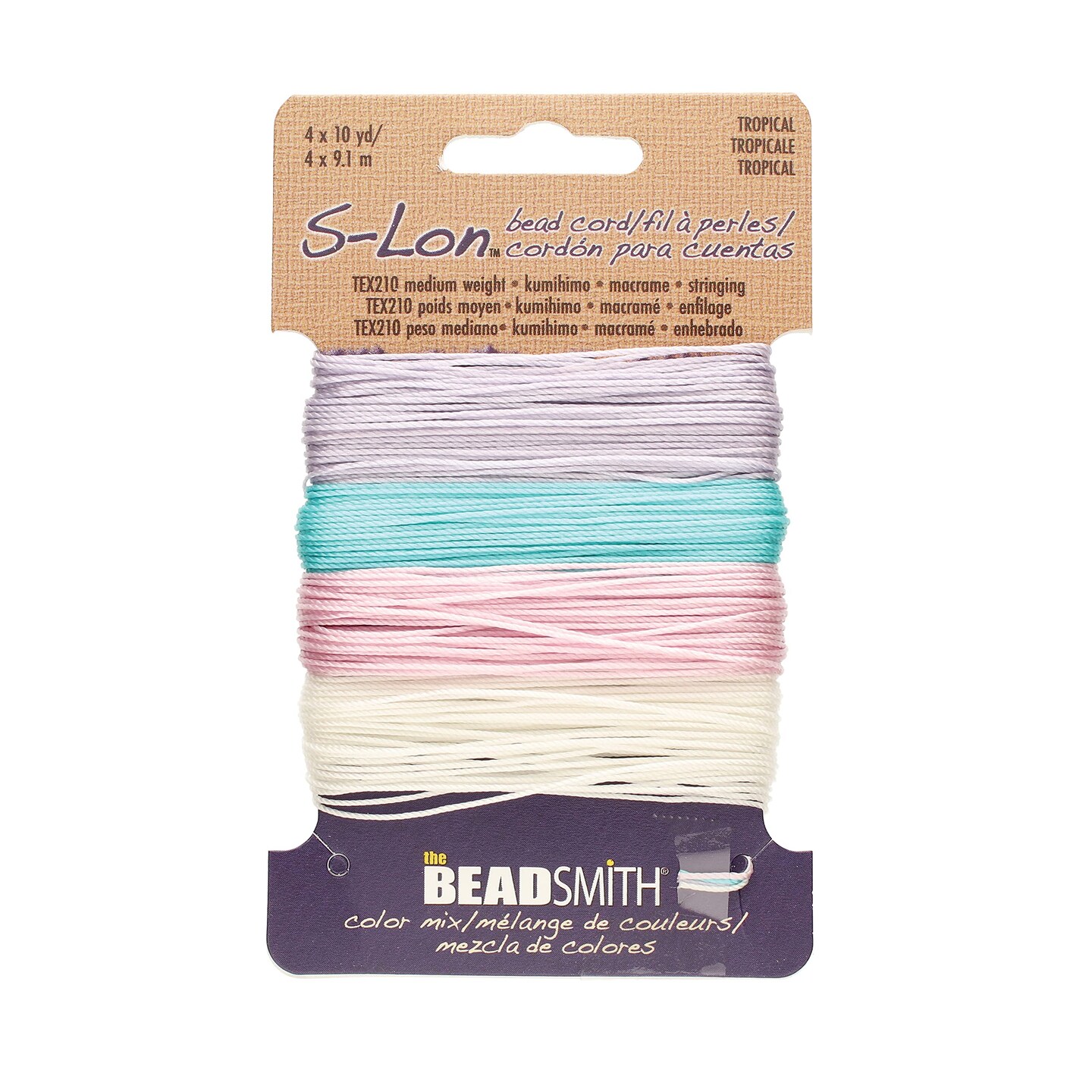 The Beadsmith S-Lon Bead Cord – .5 mm Twisted Nylon Cord for Stringing, TEX210