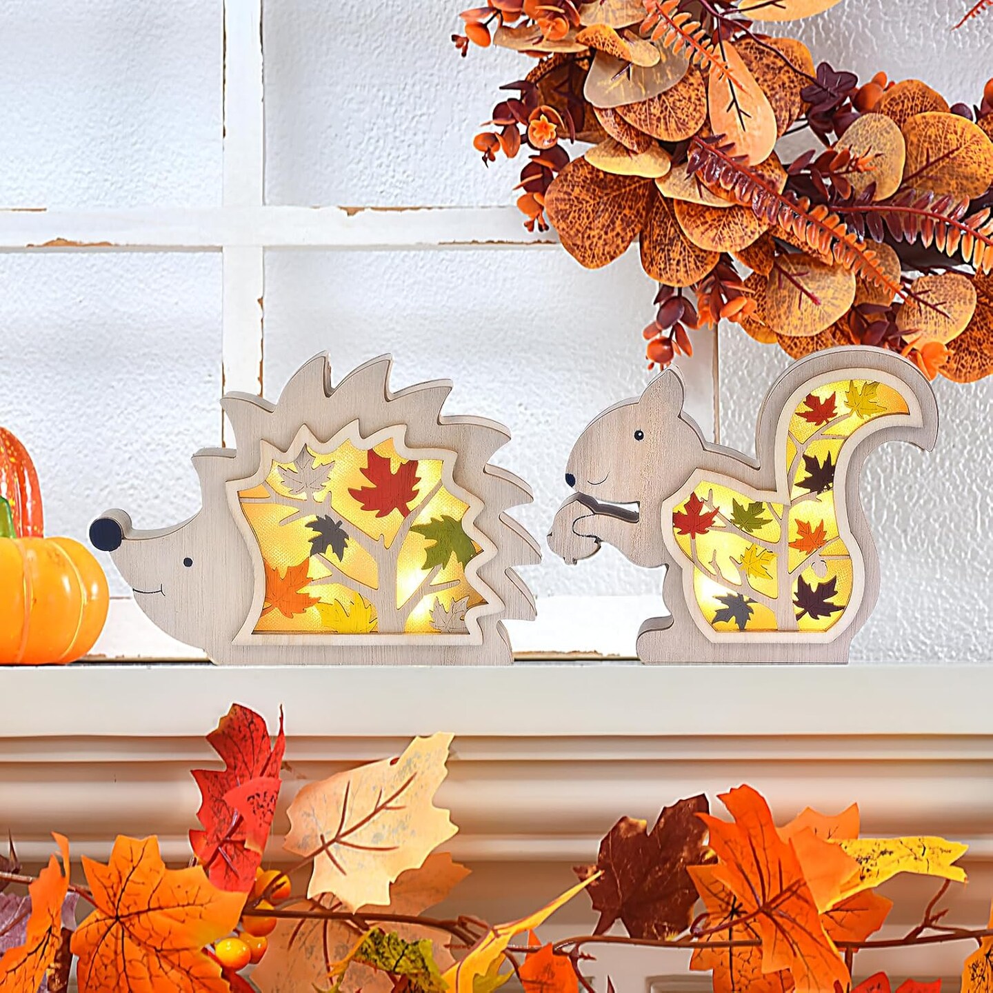 Lighted Fall Table Centerpiece(wood)