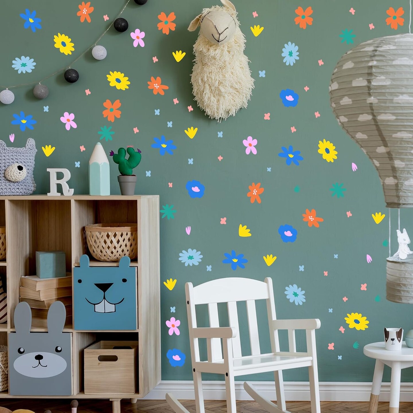 Boho Flower Wall Decals,Watercolor Floral Wall Art Stickers,Wildflower Decal (Multicolour)