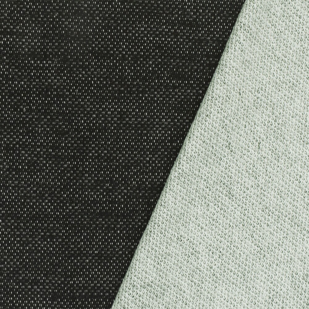 Basic Black-White Dobby Wool-Cotton Terry Knit Jacketing Fabric By the Yard