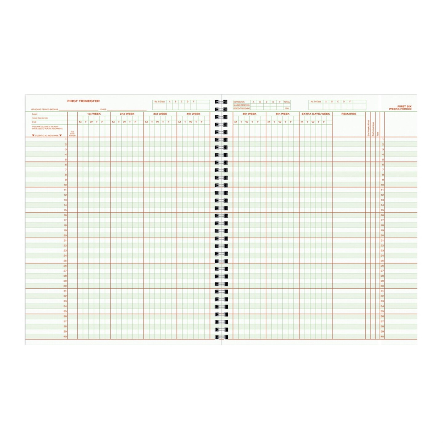 Hammond And Stephens 8 Subject 40 Student 12/14 Week Trimester Class Record Book, 8-1/2 x 11 Inches, PolyIce Cover