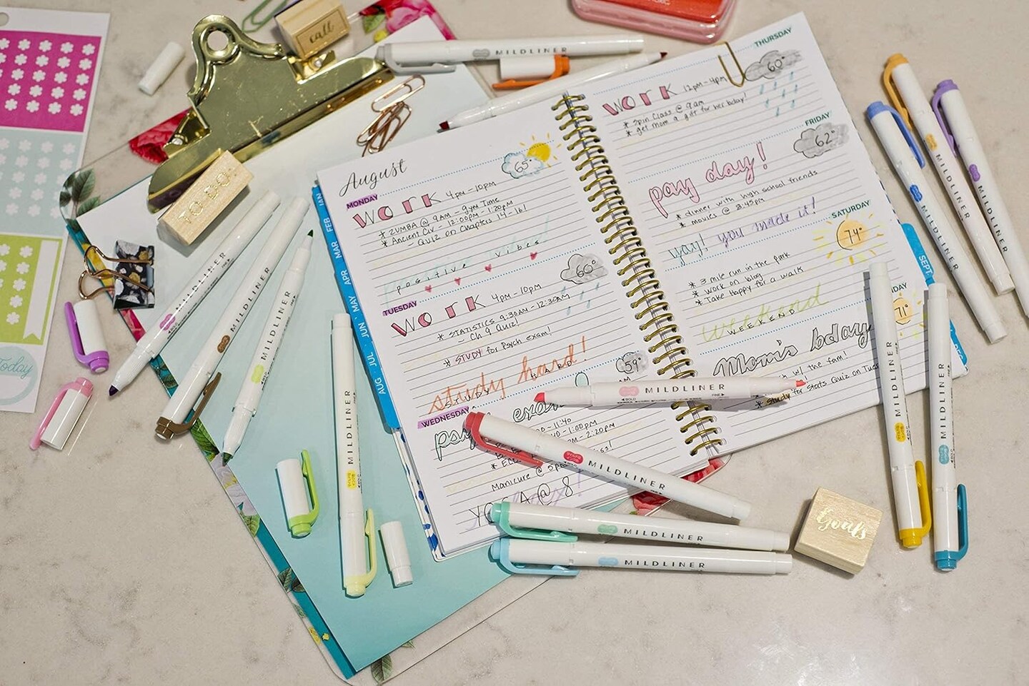 Mildliner Double-Ended Highlighter Set, Broad and Fine Point Tips