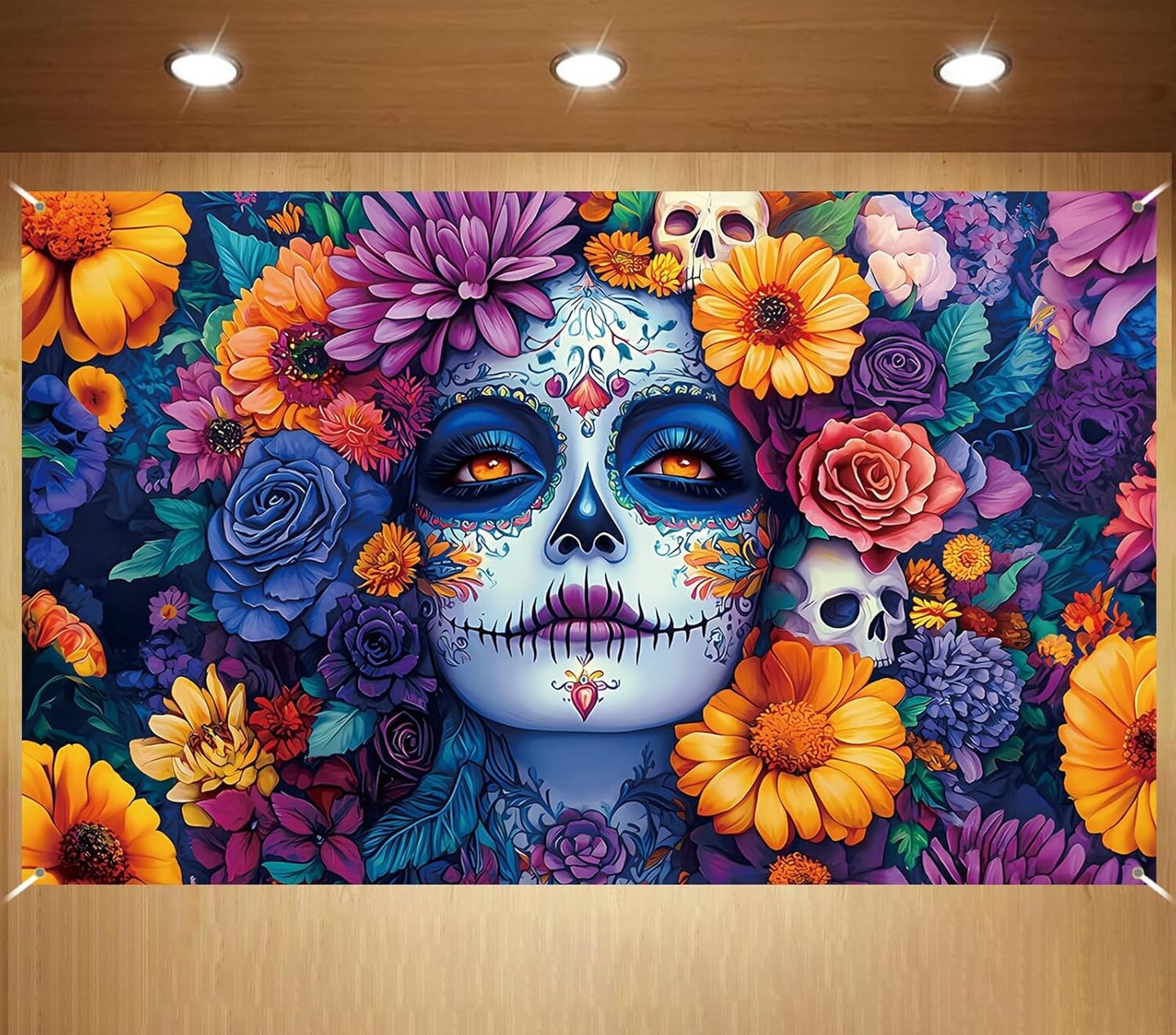 Dia De Los Muertos Photo Backdrop Day of The Dead(Colorful)72"L x 43"W ...