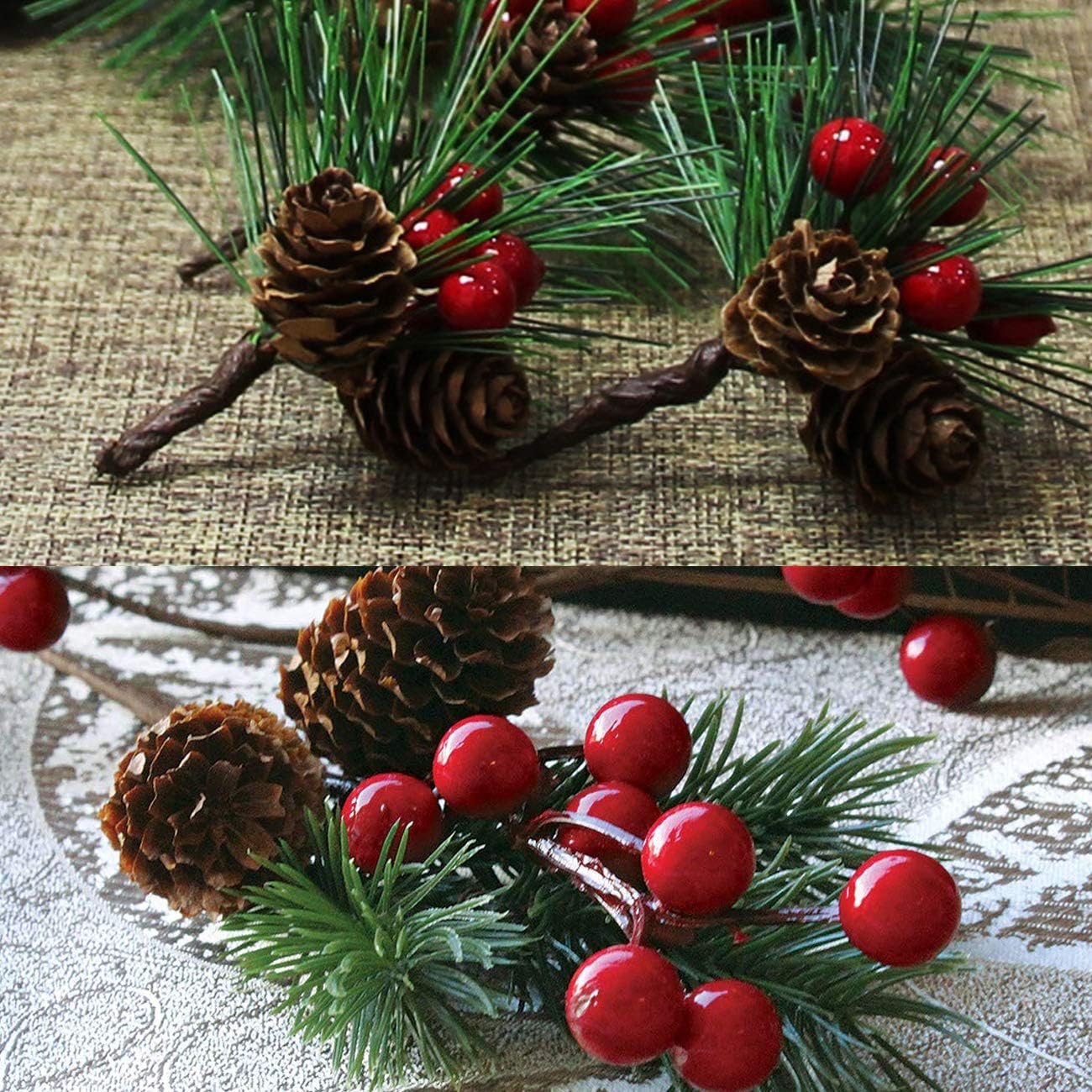 20PCS Artificial Pine Picks Christmas (Red)