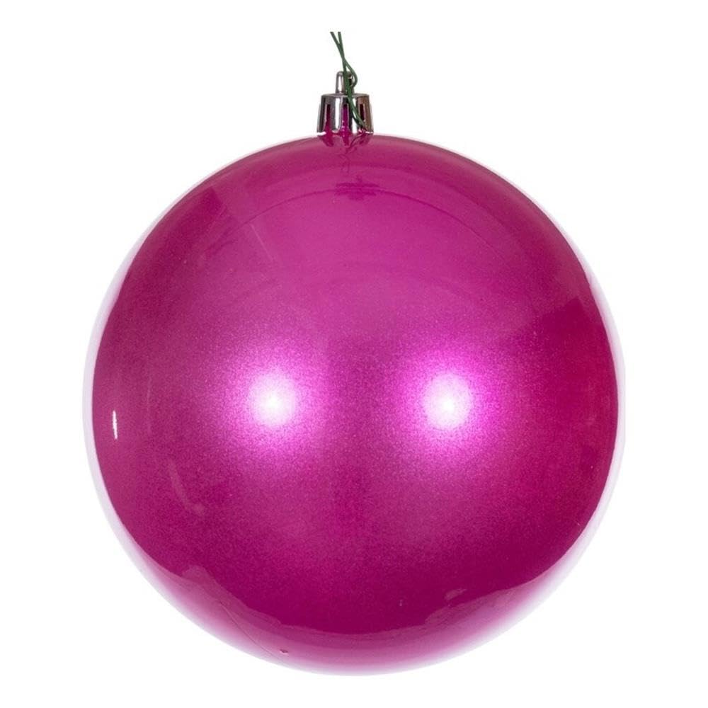 Vickerman 8" Hot Pink Pearl UV Drilled Ball Ornament 1 per bag.