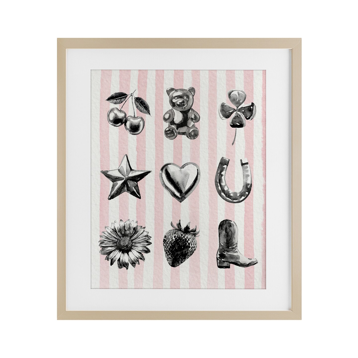 Stupell Industries Glam Western on Stripes Framed Print Under Glass, design by Lil' Rue