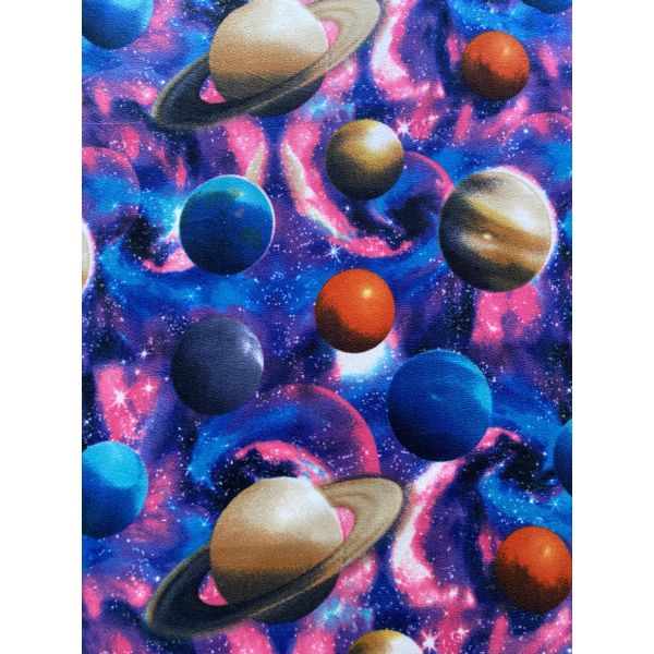 Universe of Planets Anti-Pill Premium Fleece Fabric | By The Yard