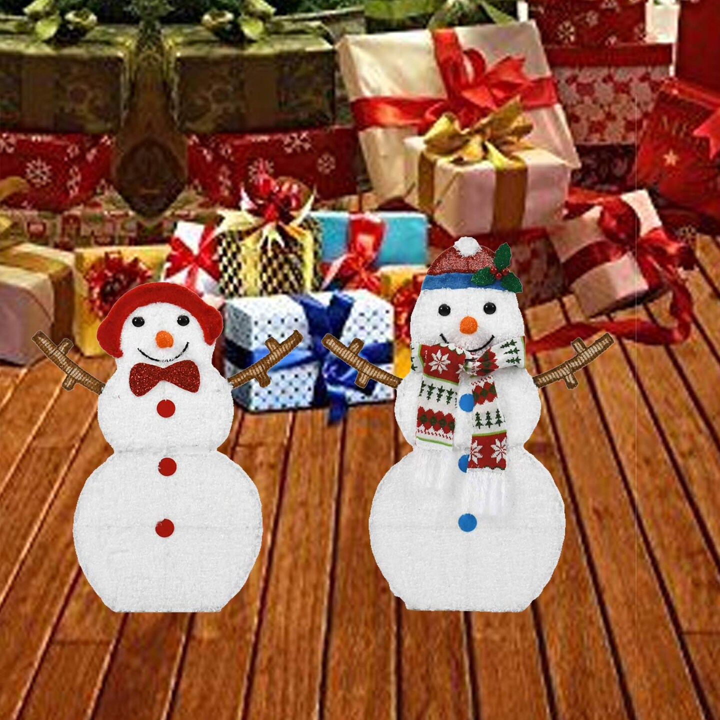 Outdoor Inflatable Santa Claus Set of 2 Lighted Holiday Lawn &#x26; Garden Decor 42.05cm x 37cm x 1.6cm