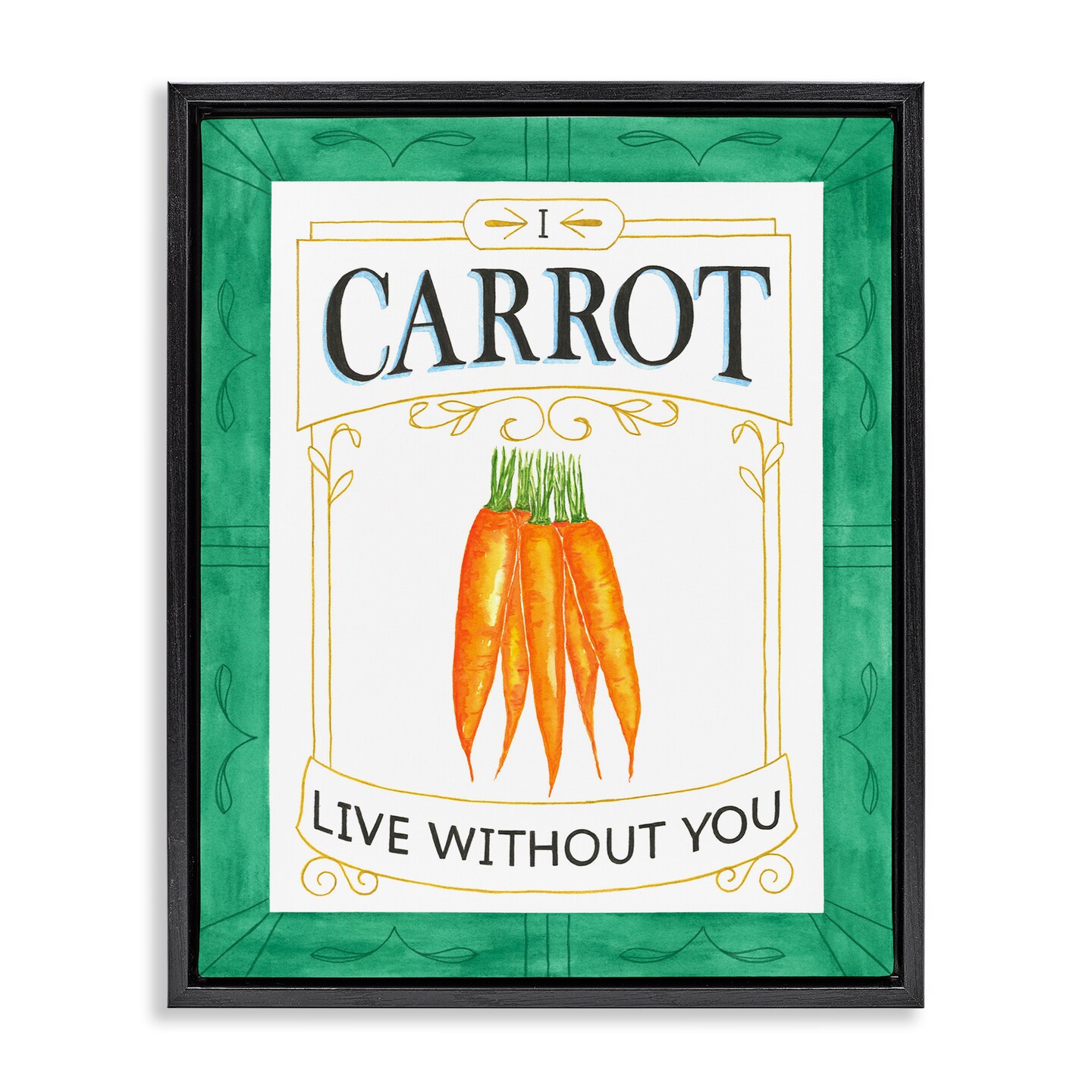 Stupell Industries Carrot Live Without You Pun Floating Frame, design by Lara Beeston