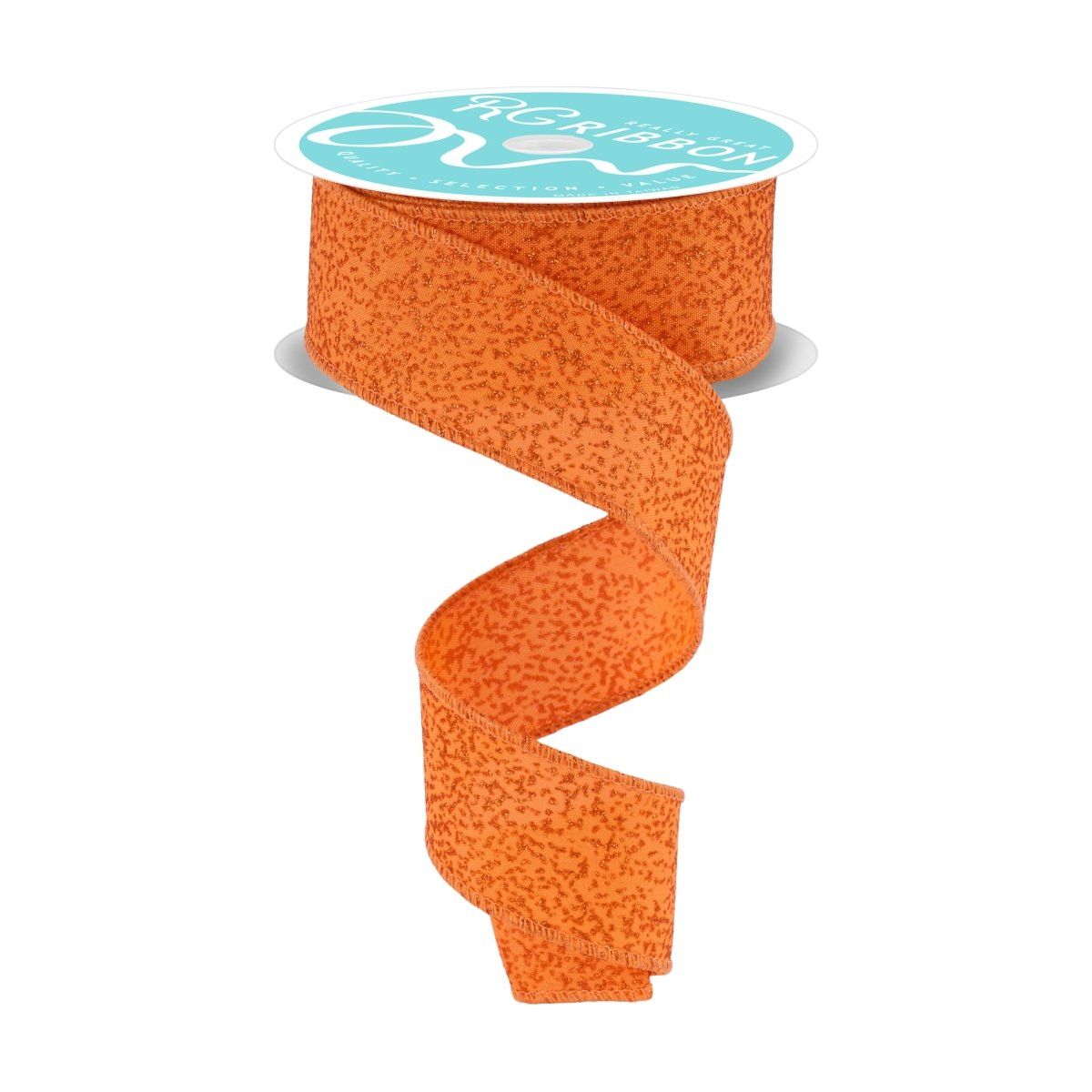 1.5&#x22; Irregular Spotted Glitter Ribbon: Orange (10 Yards)