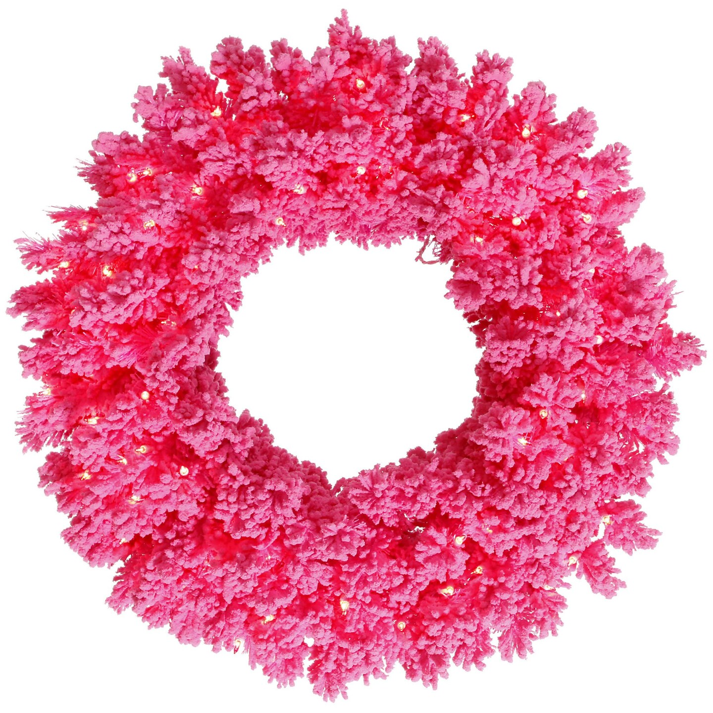 Vickerman 24" Flocked Pink Wreath DuraL LED 50Pk - K168825LED
