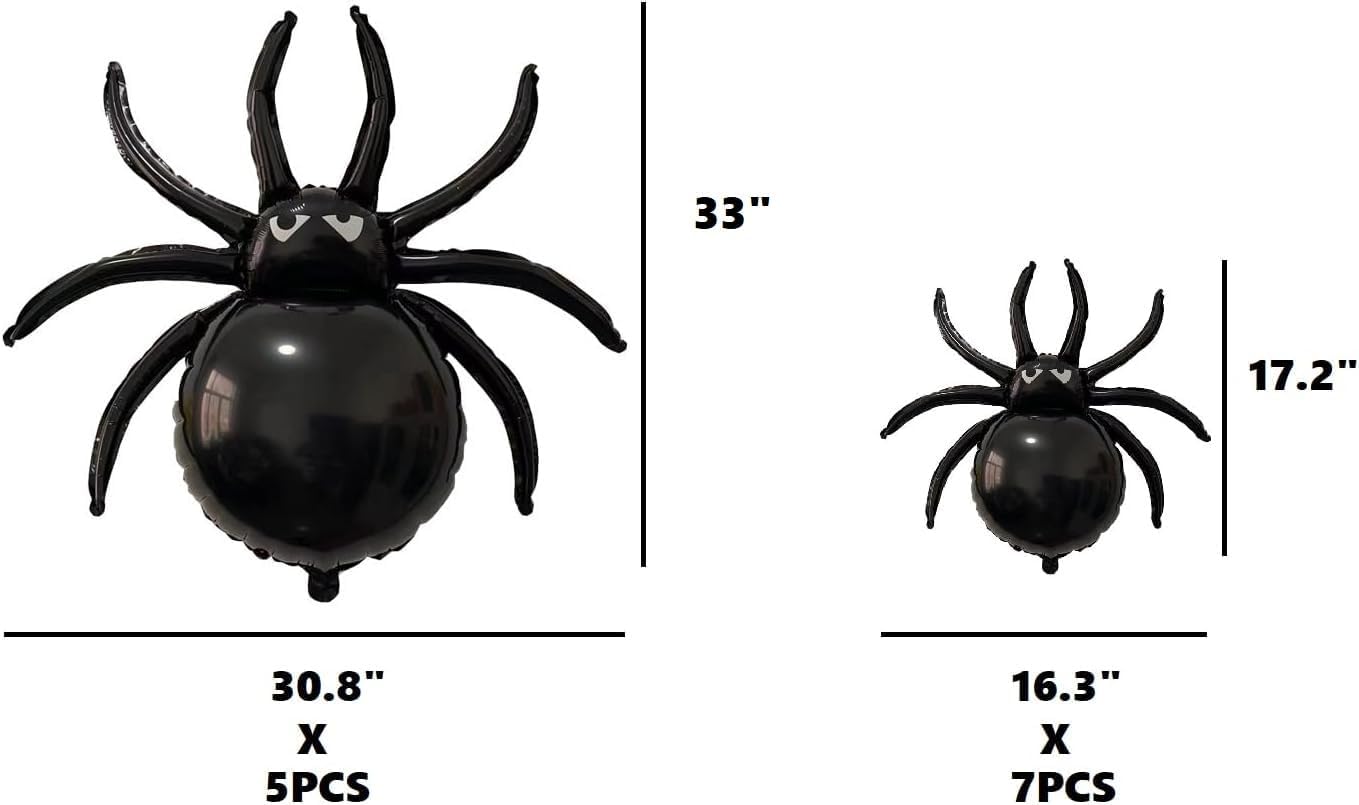 12PCS Halloween Black Spider Foil balloons(Black)