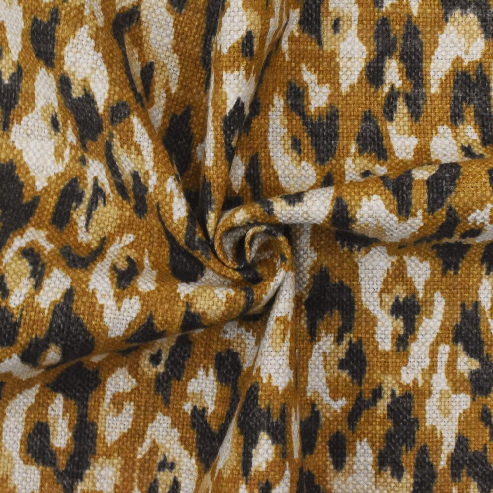Brown-Black P Kaufmann Cheetah Print Linen Basket Canvas Decorating Fabric By the Yard