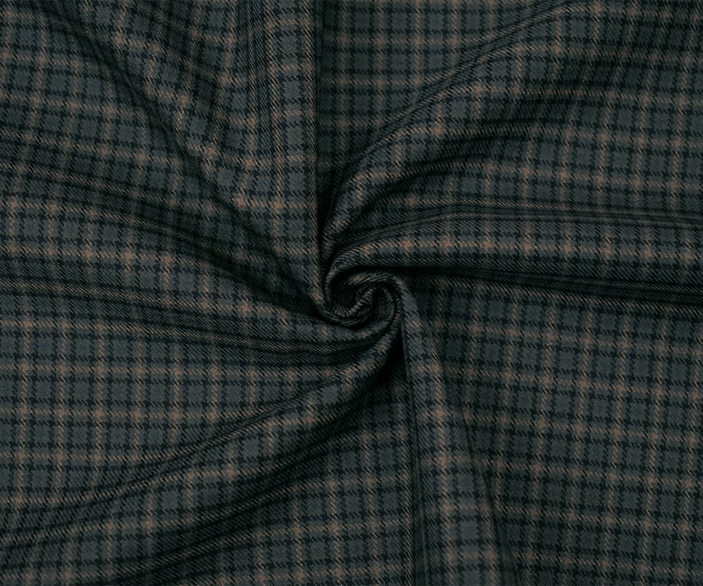 Navy-Beige-Multi Polyester Wool Plaid Check Twill Woven Suiting Fabric By the Yard