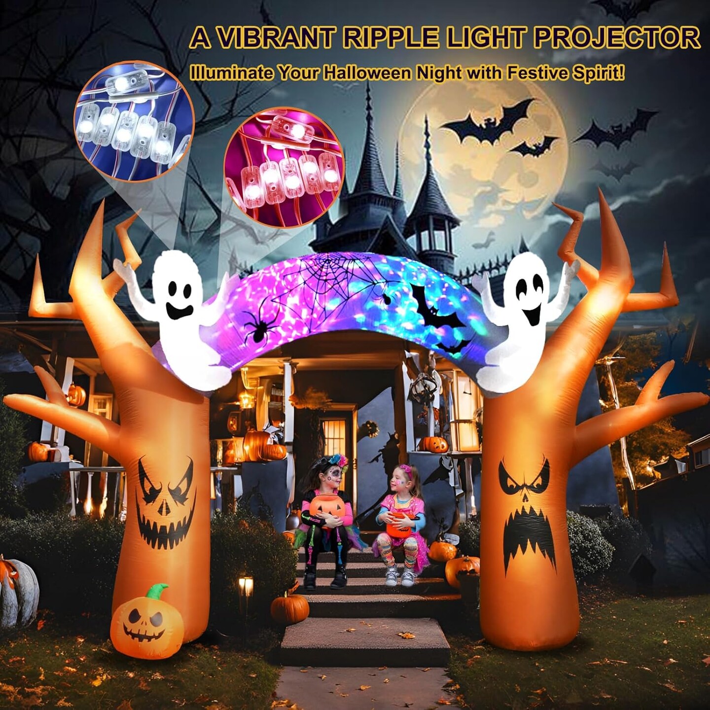 17 FT Halloween Inflatables Outdoor Yard Decorations,(Ghost Arch Inflatables)