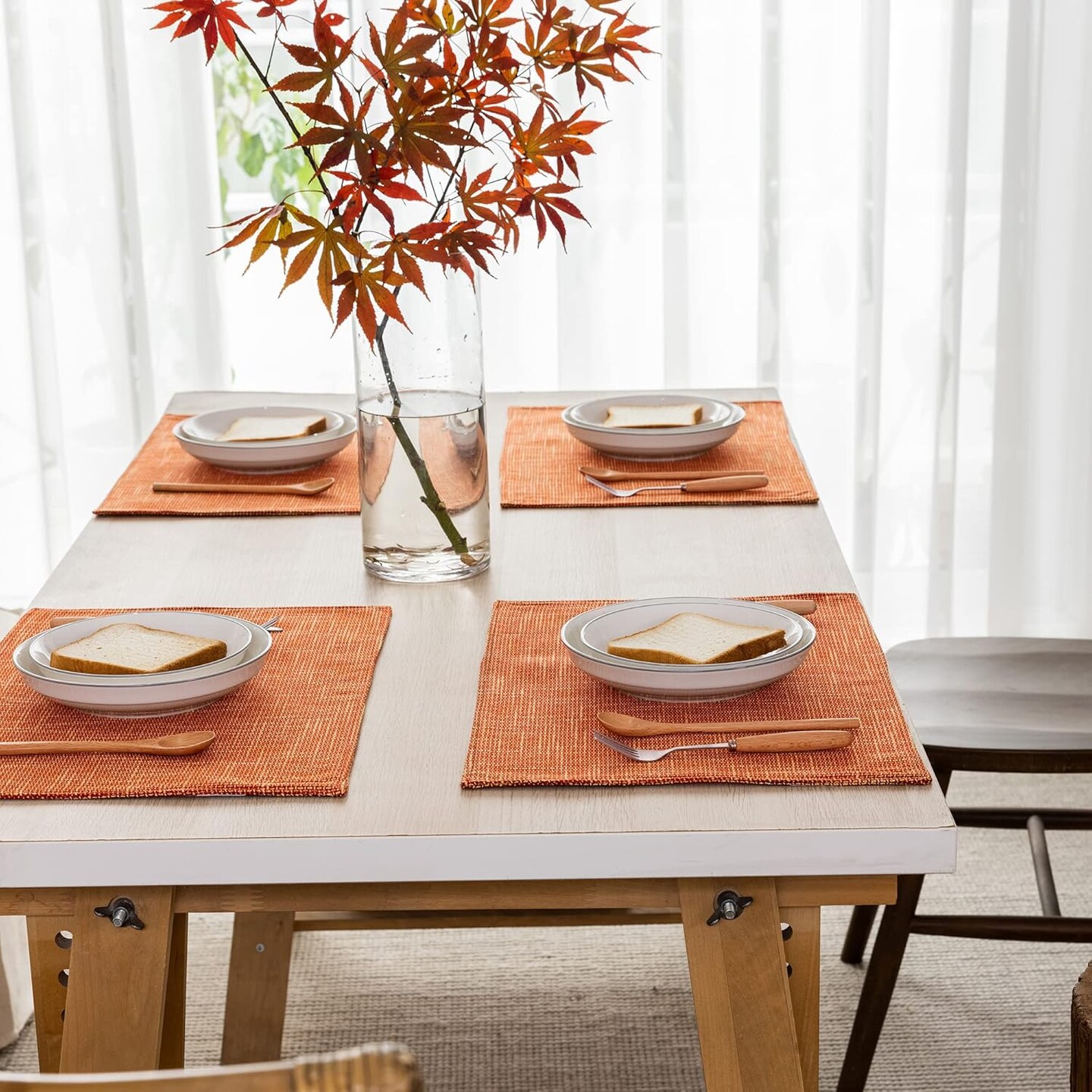 Heat Resistant Dining Table Place Mats Kitchen 13" x 19", Orange