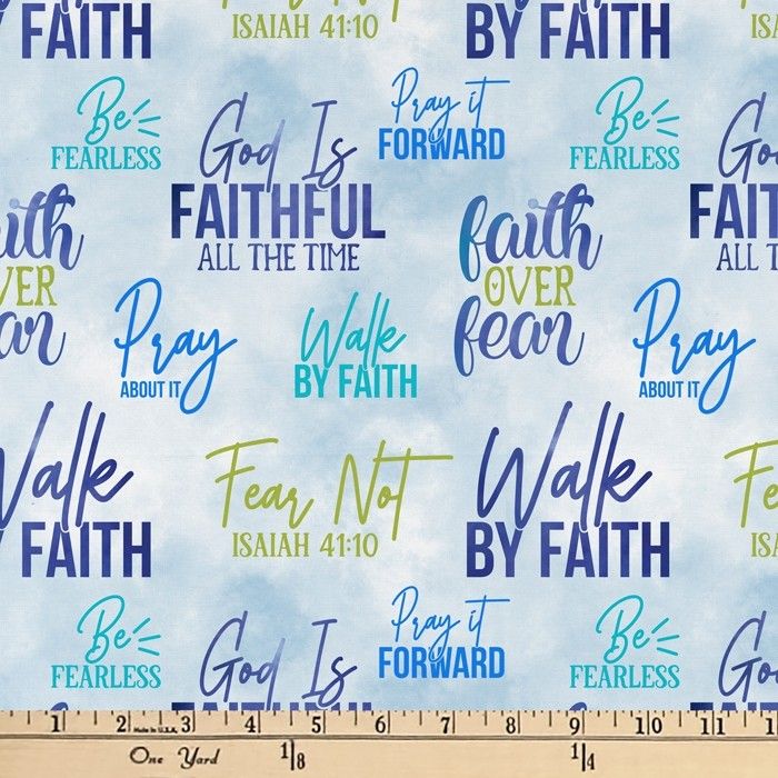 Prayers of Faith Digital Cotton Print Fabric | By the Yard | Sewing and Crafting | 44 inches wide