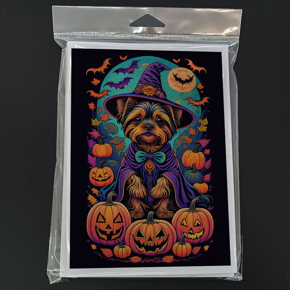 Edge Collections - 5" x 7" - Multicolor - Whimsical Yorkie Witchy Halloween Greeting Cards Blank Cards with Envelopes - 8 Pieces