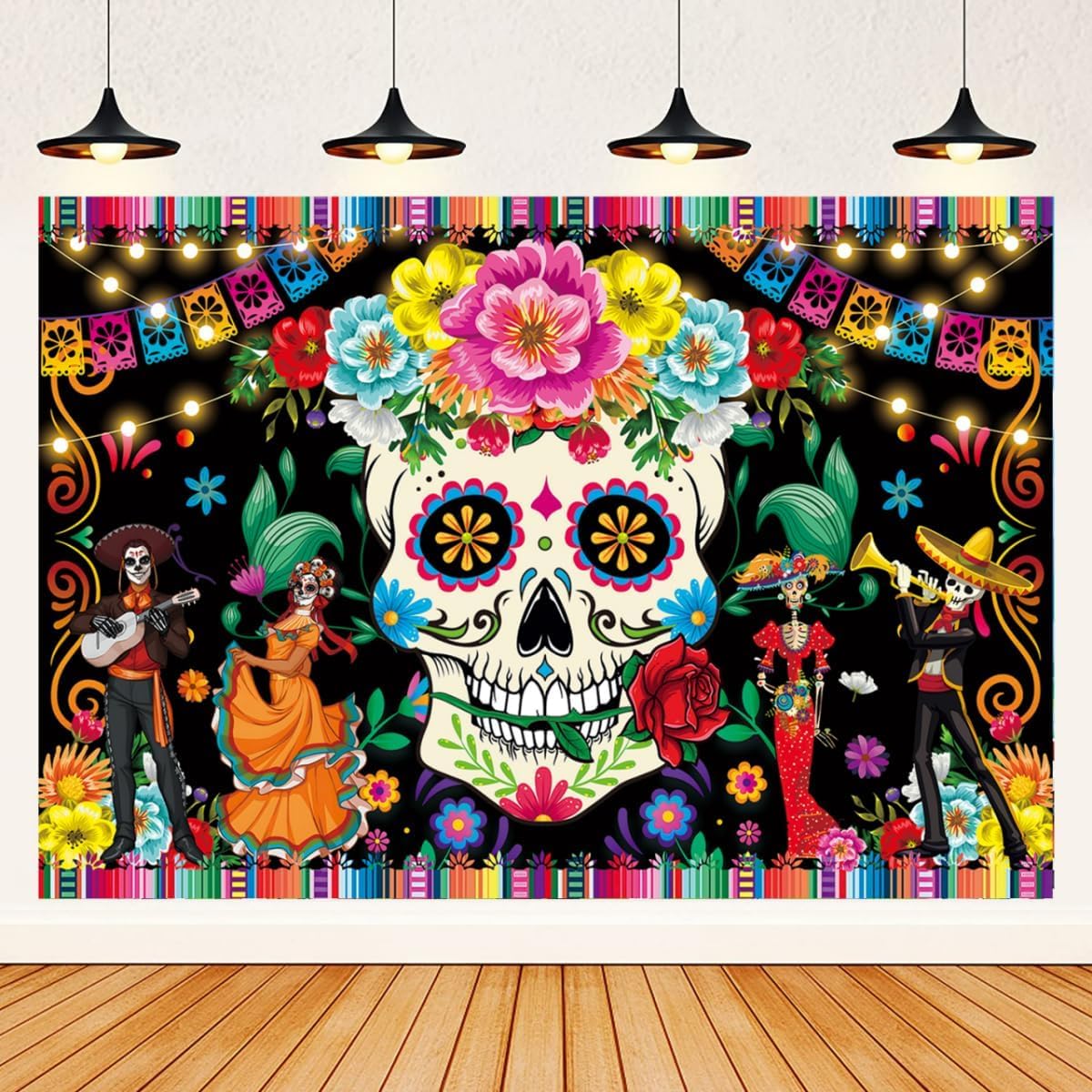 Premium Dia De Los Muertos Decorations Banner (Colorful)