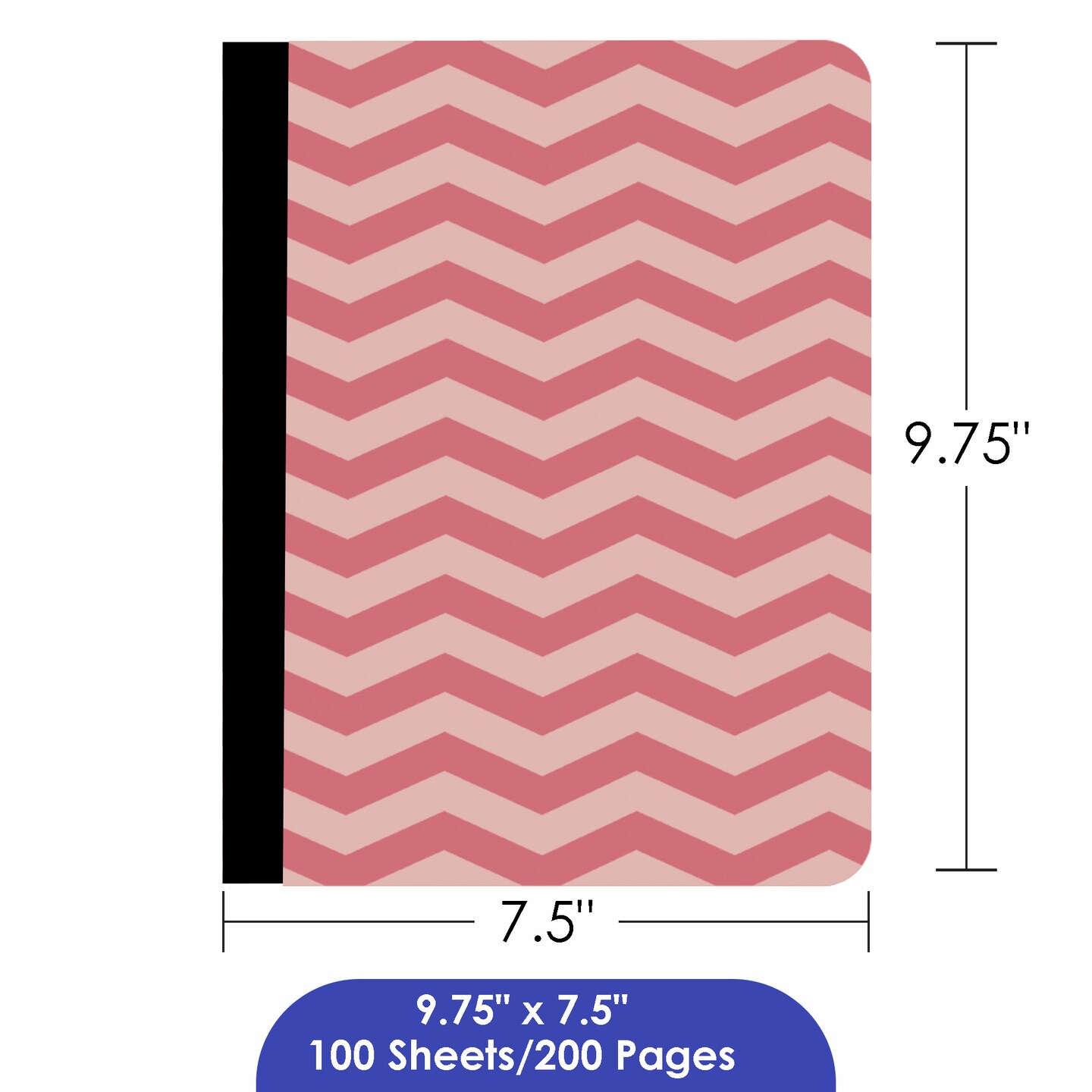 BAZIC College Ruled Chevron Composition Book, 100 Sheets, Sewn-Binding Book