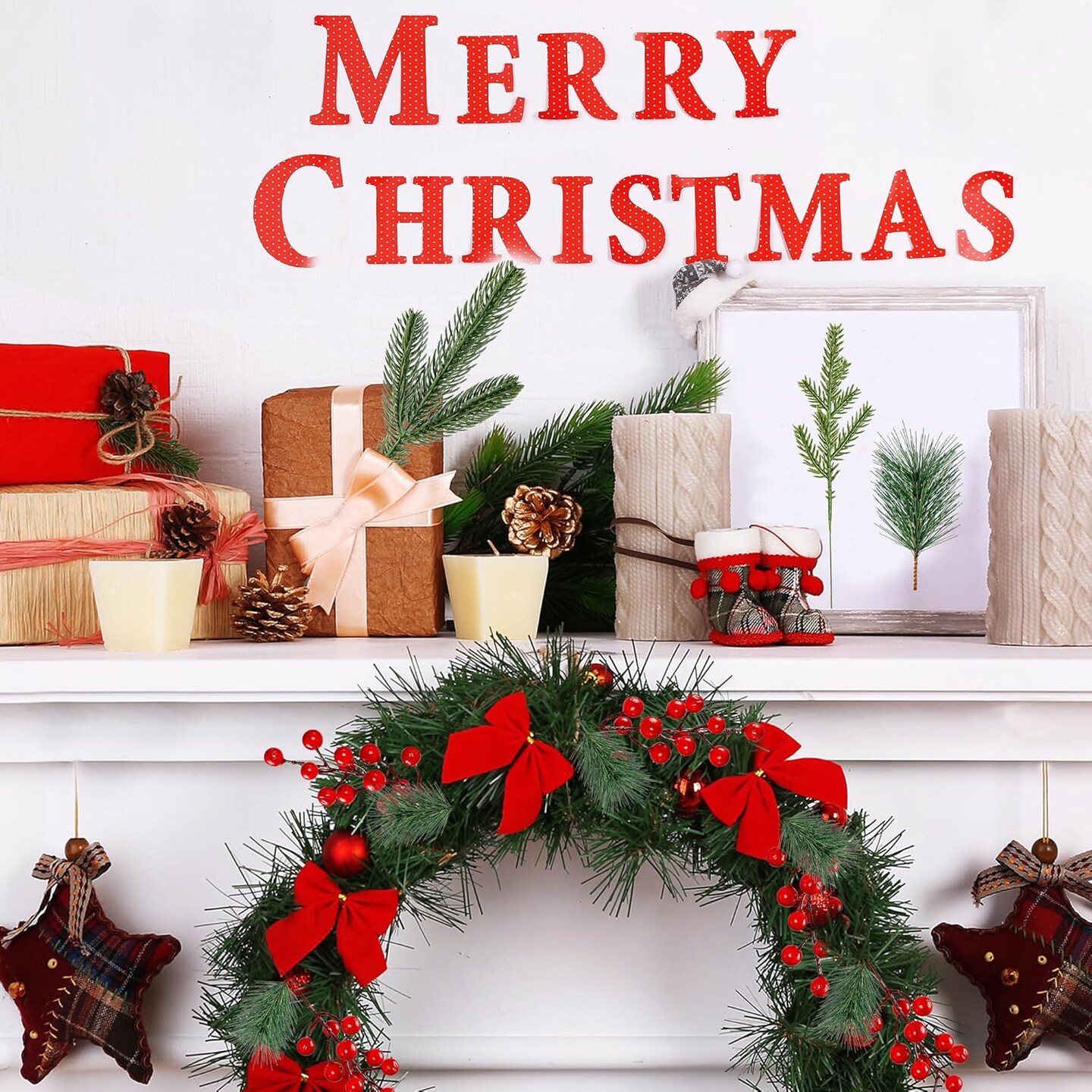 60 Pcs Artificial Pine Branches (&#x9;Green )