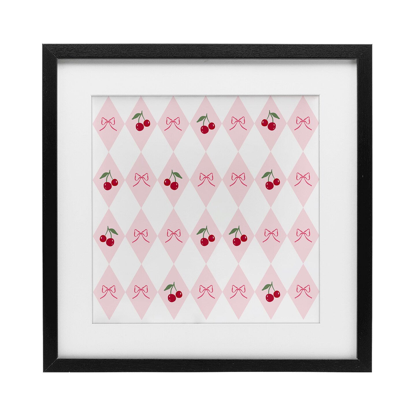 Stupell Industries Cherries & Bows Argyle Framed Print Under Glass, design by Lucille Price