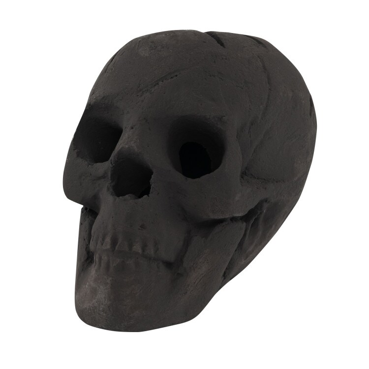 Black Realistic Human Ceramic Skull Fire Pit Decoration for Halloween for Outdoor and Indoor Use