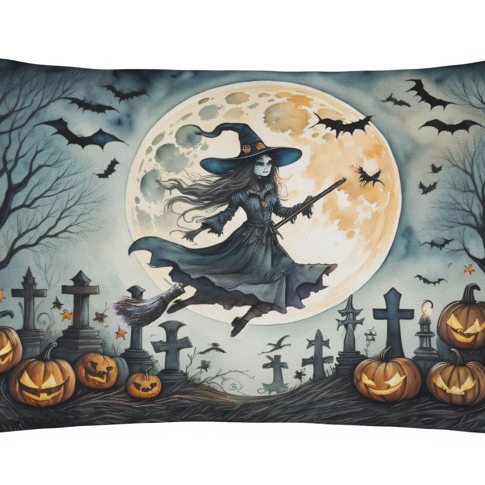 Edge Collections - 12" x 16" - Multicolor - Flying Witch Halloween Decorative Pillow - 1 Piece