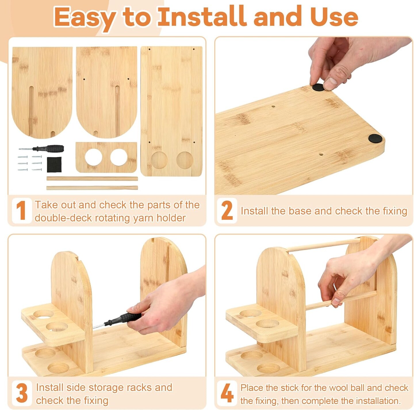 Wooden Yarn Holder for Knitting Crochet