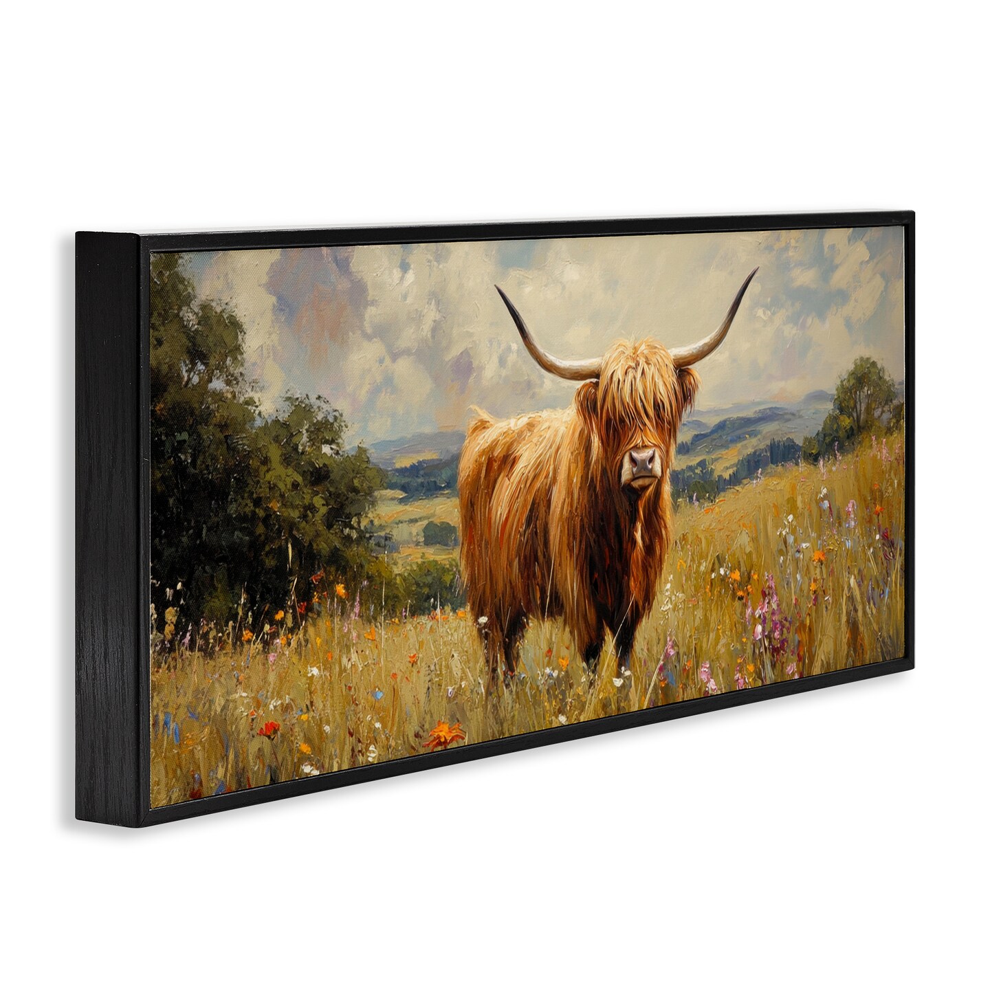 Stupell Industries Highland Cow In Sunshine Framed Giclee, design by Petal Prints Design