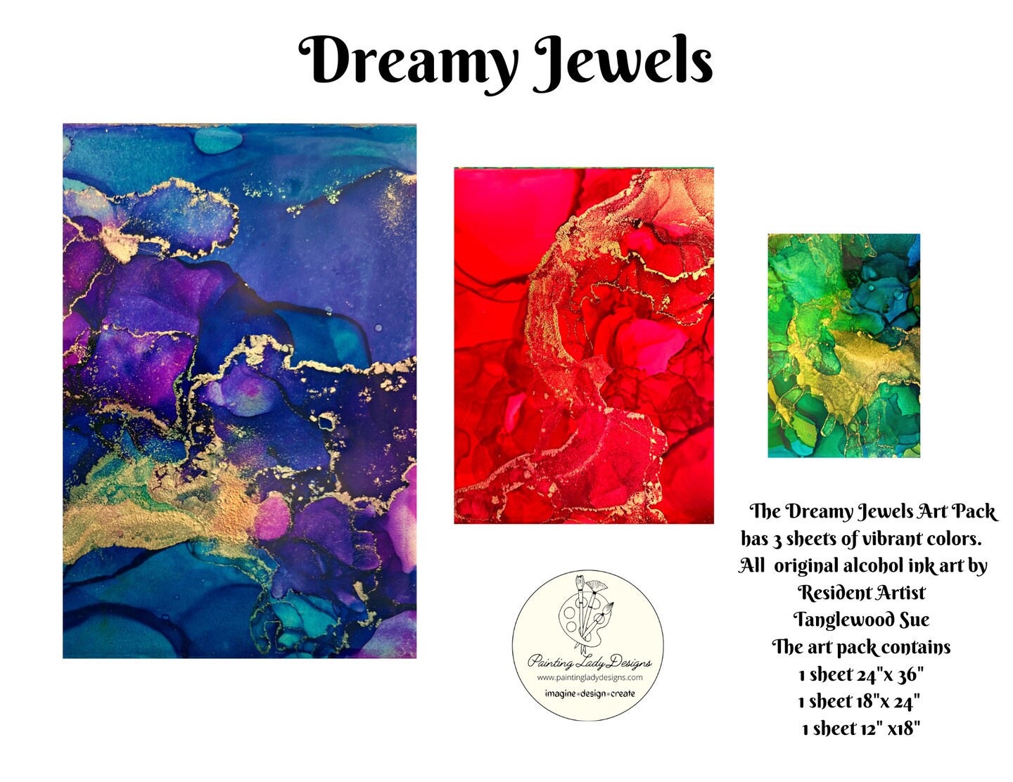 Dreamy Jewels (Red) by Tanglewood Sue- Decoupage and Mixed Media Art Paper (medium)
