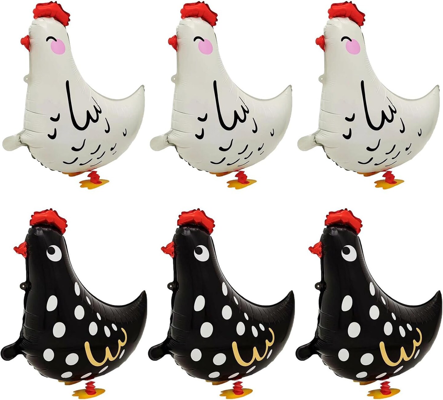 Walking Pet Chicken Foil Balloons (Black White)